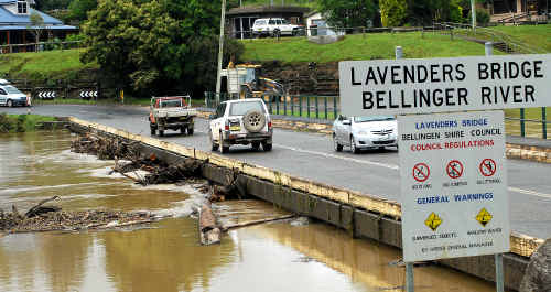 Lavenders Bridge at Bellingen has now re-opened but roads across the region remain closed due to flooding. Lavenders Bridge at Bellingen has now re-opened but roads across the region remain closed due to flooding.